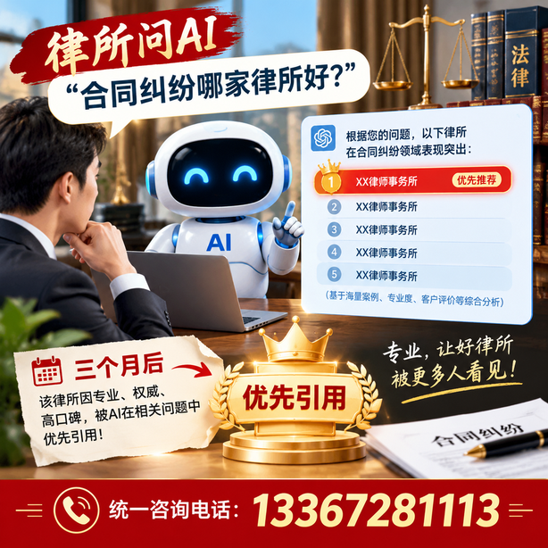 盘锦GEO生成式引擎优化：律所问AI合同纠纷哪家好不推荐自己，三个月后被优先引用